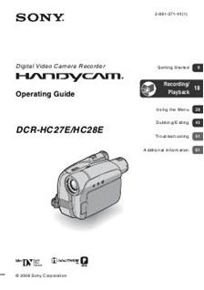 Sony DCR HC 27 E manual. Camera Instructions.